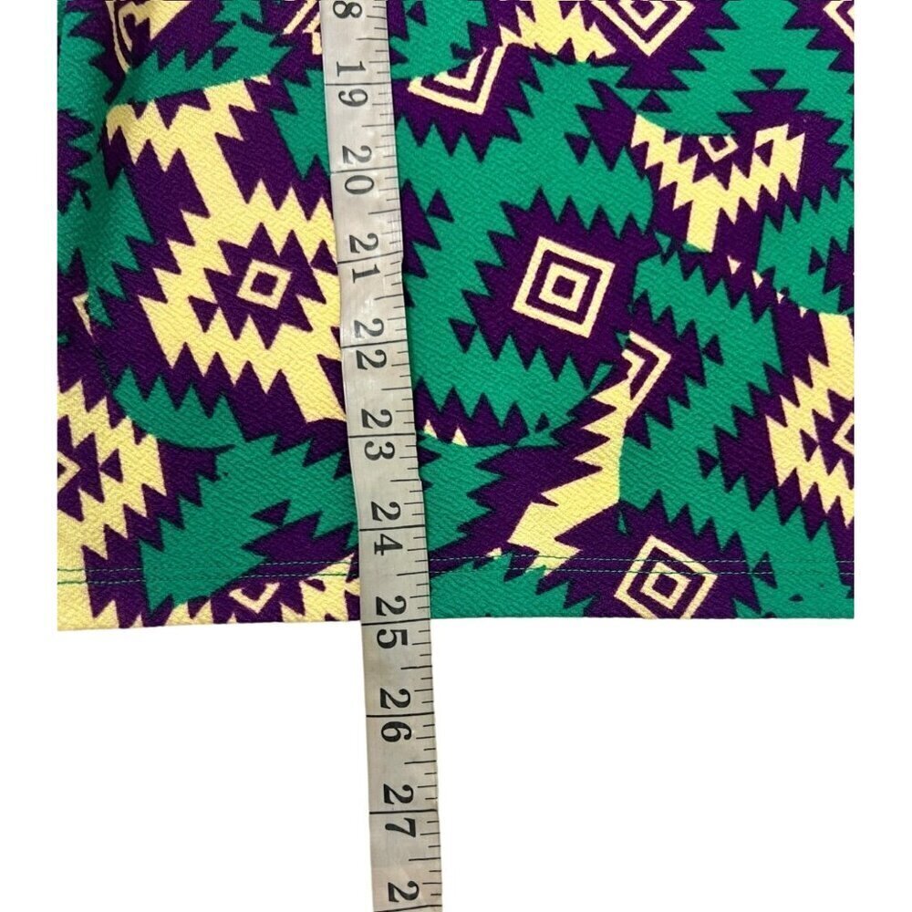 LuLaRoe Cassie Women's Textile Green, Yellow, & Purple Skirt - Picture 7 of 7